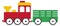 Red Cute Toy Train with Green Trailer Illustration