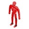 Red cyborg humanoid icon, isometric style