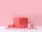 red cylinder-circle podium pink wall minimal abstract background 3d render