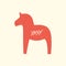 Red Dala horse. Swedish decoration. Vector, clip art