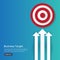 red dartboard center goal. strategy achievement and business success flat design. Archery dart target and arrow for banner or