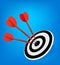 Red darts hitting a target. Success concept.