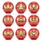 Red daruma japanese dolls set