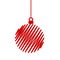 Red decor christmas tree ball with strips for your design, stock