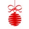 Red decor christmas tree ball with strips for your design, stock