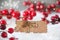 Red Decoration, Snow, Label, Thank You, Snowflakes