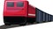 Red and deep grey front view of transport train vector illustration