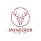Red deer template logo design with horn in mono line