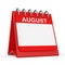 Red Desktop Calendar Icon Showing a August Month Page. 3d Rendering