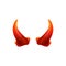 Red devil horns for evil Halloween costume - isolated pair