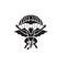 Red Devils Parachute Regiment Free Fall Team Showing a Demon Devil or Bat with Parachute Jumping Front View Military Badge Black