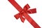 Red diagonal ribbon with bow