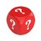 Red Dice Cube With Question Marks. 3d Rendering