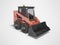 Red diesel loader with front bucket perspective view 3d render on gray background with shadow