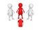 Red different 3d person choice arrow pointing