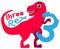 Red dinosaur Three Rex.