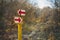 Red direction signs of the Czech Hiking Markers System.