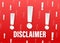Red disclaimer sign, Badge, icon. Vector illustration.