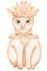 Red domestic Sitting cat with feathers crown and feather tie. Cute Cats background. Watercolor hand drawn illustration