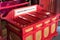 Red Donation box at Buddha Tooth Relic Temple and Museum