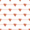 Red doodle line hearts wave deflection seamless pattern on white background