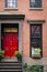 Red door, apartment building, New York City