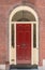Red Door with Leaded Glass Surround