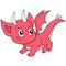 The red dragon child is playing, doodle icon image kawaii