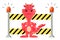 Red dragon is showing stop road closed, illustration, vector