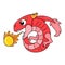 Red dragon is spitting fireball, doodle icon image kawaii
