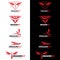 Red Dragonfly logo vector set art design