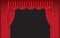 Red draped stage curtain