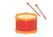 Red drum flat vector design. Drum and sticks flat style vector illustration. Drum clipart
