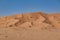 Red dune of the Rub al Khali desert with wavy vertical lines. Oman