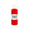 Red dynamite pack with electric time bomb, TNT. Pixel icon. Vector illustration.