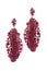 Red earrings inlaid with precious stones on a white background