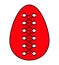 Red Easter egg decorated with laces and lacing. Stylized sports ball with a lacing. Flat. Vector