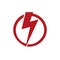 red electric danger light power voltage flash thunder icon Logo design. vector illustration.
