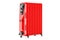 Red electric oil heater, oil-filled radiator. 3D rendering