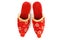 Red embroidered Turkish slippers, decorative footwear