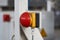 Red emergency stop switch reset button