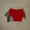 Red empty blank cardboard form, craft paper, a hole with a straight cut and roughly torn edge, concept of secrecy, tracking,