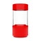 Red Empty Glass Shop Showcase Cylinder. 3d Rendering