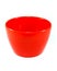 Red empty plastic bowl isolated