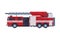 Red Engine Fire Truck with Ladder, Emergency Service Firefighting Vehicle Flat Style Vector Illustration on White