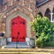 Red Entrance Door of old Church, Stylish Design