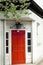 Red entrance to Brooklyn building