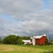 Red equine barn in upstate NewYork region of FingerLakes