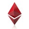 Red Ethereum cryptocurrency icon 3d illustration