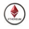Red Ethereum virtual cripto currency icon